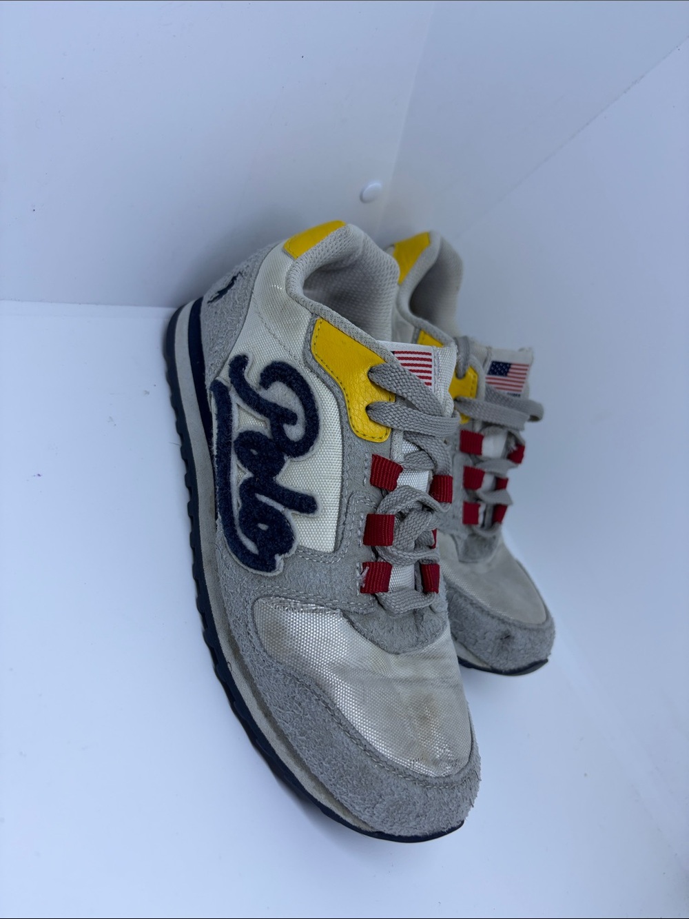 Polo by Ralph Lauren Gray Sneakers with Yellow & Red Accents